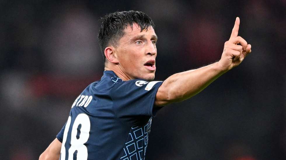 epa10898132 Braga’s Castro celebrates after scoring the 2-3 during the UEFA Champions League group C soccer match between Union Berlin and Sporting de Braga, in Berlin, Germany, 03 October 2023.  EPA/FILIP SINGER