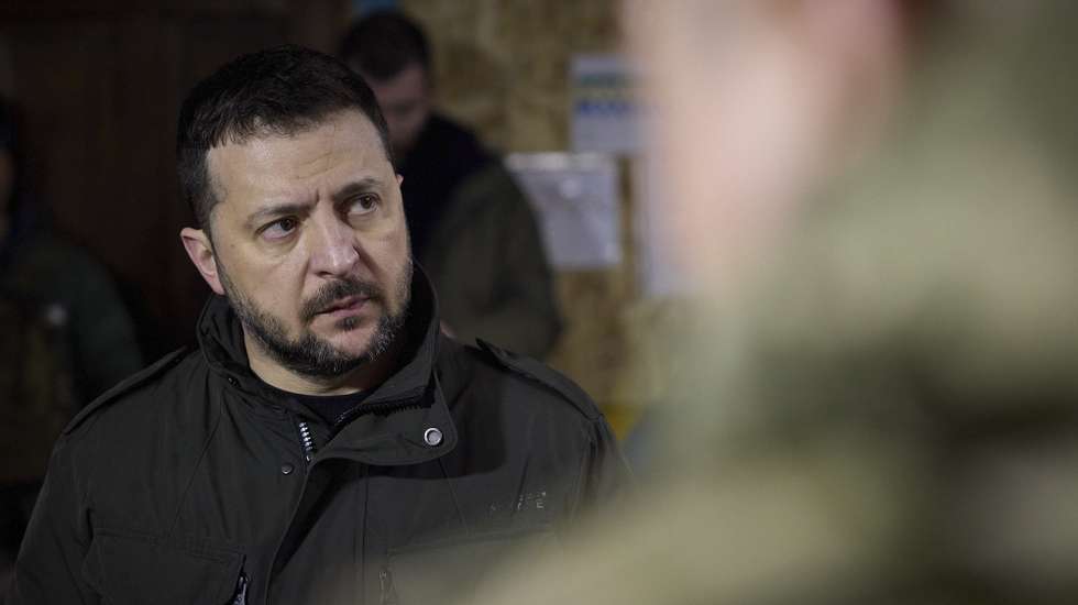 epa11166127 A handout picture made available by the Presidential Press Service shows President of Ukraine Volodymyr Zelensky during his visit to the battalion command post of the 14th separate mechanized brigade named after Prince Roman the Great, near a frontline in the Kupyansk area, Ukraine, 19 February 2024 amid the Russian invasion. Russian troops entered Ukrainian territory on 24 February 2022, starting a conflict that has provoked destruction and a humanitarian crisis.  EPA/PRESIDENTIAL PRESS SERVICE HANDOUT HANDOUT 44296 HANDOUT EDITORIAL USE ONLY/NO SALES HANDOUT EDITORIAL USE ONLY/NO SALES