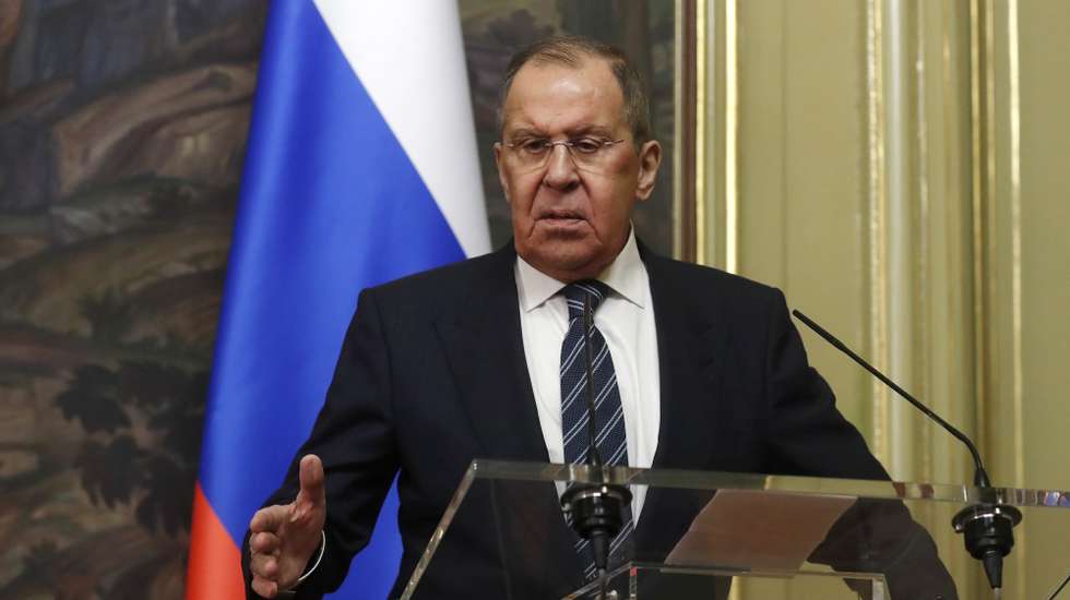 epa11186450 Minister for Foreign Affairs and Cooperation of Mali, Abdoulaye Diop attends a joint press conference with Russian Foreign minister Sergei Lavrov, following their talks in Moscow, Russia, 28 February 2024.  EPA/MAXIM SHIPENKOV