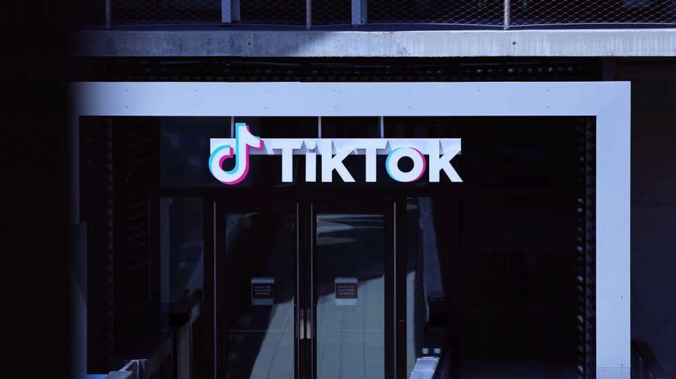 epa11298579 A sign is on display above the entrance of TikTok in Los Angeles, California, USA, 24 April 2024. US President Biden signed on 24 April a law that would ban Chinese-owned TikTok unless it is sold within a year.  EPA/ALLISON DINNER