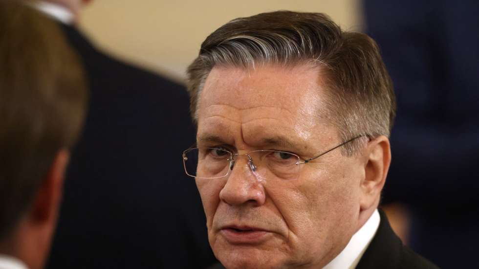 epa11467947 The CEO of the Rosatom State Atomic Energy Corporation, Alexei Likhachev,  attends a meeting of Russian President Putin with Indian Prime Minister Modi at the Kremlin in Moscow, Russia, 09 July 2024. Modi is on his two days official visit to Russia.  EPA/SERGEI ILNITSKY