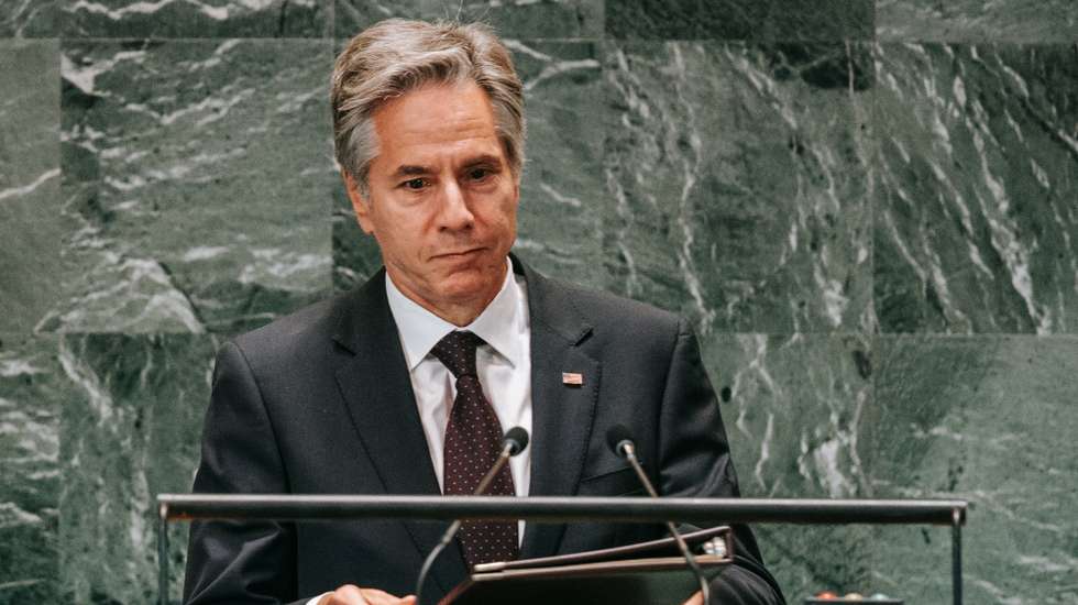 epa11621546 US Secretary of State Antony Blinken arrives to speak during the 'Summit of the Future' being held in advance of this week's General Debate of the 79th session of the United Nations General Assembly at United Nations Headquarters in New York, New York, USA, 23 September 2024.  EPA/OLGA FEDOROVA