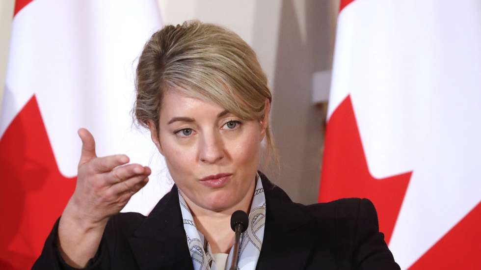 epa11753205 Canadian Minister for Foreign Affairs Melanie Joly attends a press conference after the meeting of the foreign ministers of the Baltic States and Canada in Riga, Latvia, 02 December 2024. The Minister for Foreign Affairs of Latvia, Baiba Braze, hosted the meeting of the foreign ministers of the Baltic nations and Canada to enhance dialogue and collaboration on shared interests. The discussions focused on various pressing issues on the current international agenda, including transatlantic relations, support for Ukraine, measures to counter Russia, cooperation with the Indo-Pacific region, and engagement with global partners.  EPA/TOMS KALNINS