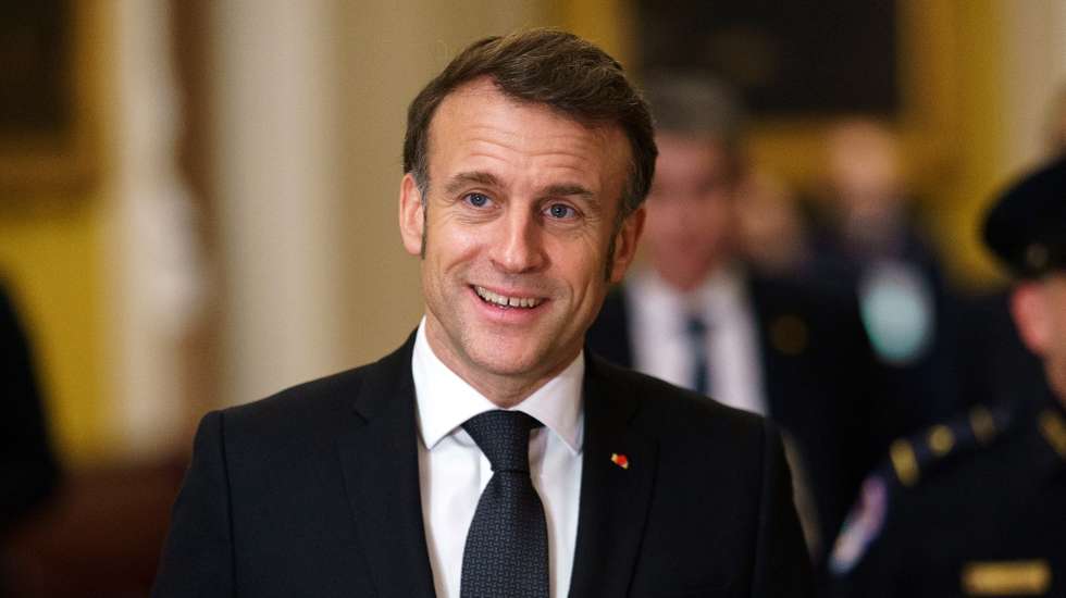 epa11922604 French President Emmanuel Macron arrives for a meeting with Senate Leadership at the US Capitol, Washington, DC, USA, 24 February 2025. President Macron met with US President Donald Trump earlier, where they discussed the Ukraine conflict and European security.  EPA/WILL OLIVER