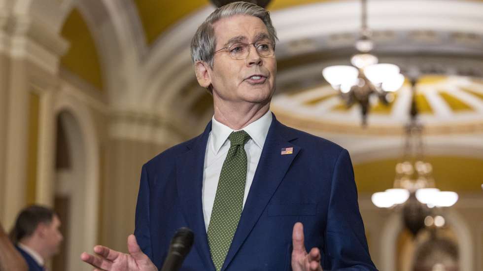 epa12195444 US Treasury Secretary Scott Bessent responds to a question from the news media following a luncheon with Senate Republicans in the US Capitol in Washington, DC, USA, 24 June 2025. Senate Majority Leader John Thune has said that the Senate won't leave for the holiday recess until it passes President Trump's tax cut package.  EPA/SHAWN THEW