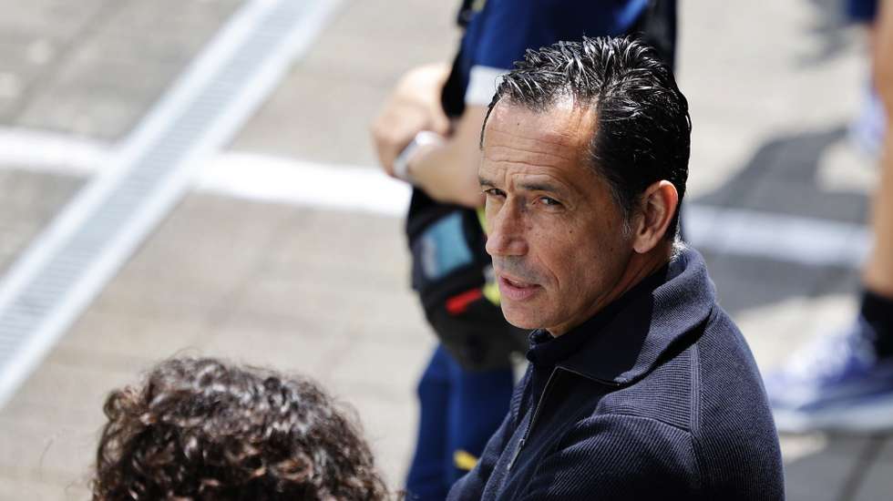 epa12224265 Portuguese Football Federation President, Pedro Proenca, attends a training session held at Stade des Arberes, Meyrin, Switzerland, 08 July 2025. Portugal will play against Belgium (group B) on 11 June in Sion.  EPA/Nuno Veiga