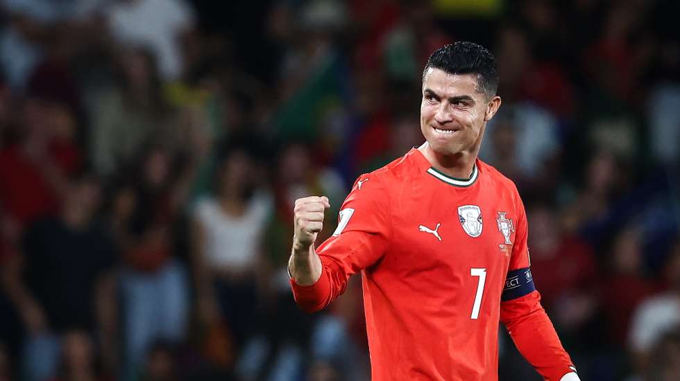 Portugal player Cristiano Ronaldo celebrates after scoring a goal against Hungary during the FIFA World Cup 26 qualification soccer match held at Jose Alvalade stadium, in Lisbon, Portugal, 14 October 2025. RODRIGO ANTUNES/LUSA