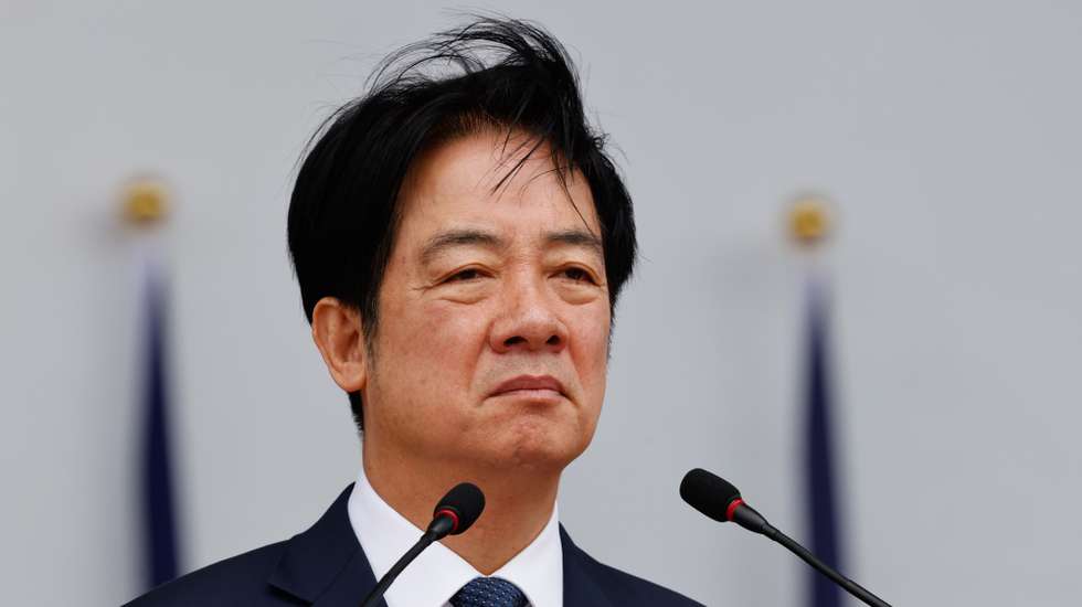 epa12494545 Taiwanese President William Lai (Lai Ching-te) reacts during the launching ceremony for the M1A2T Tank Battalion, in Hukou Township, Hsinchu County, Taiwan, 31 October 2025. Taiwan President Lai said in his speech that creating the new unit is a key milestone for the National Army’s shift to 'new training, new thinking, new equipment, and new technology.' With updated training and approaches, the principles of asymmetric warfare will be applied to strengthen combat effectiveness and carry out the broader 'defense and deterrence' strategy.  EPA/RITCHIE B. TONGO