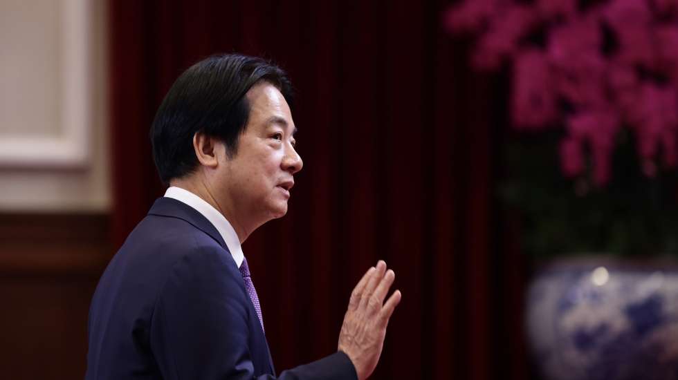 epa12701318 Taiwanese President William Lai (Lai Ching-te) speaks during a press conference in Taipei, Taiwan, 03 February 2026. Lai, spearheaded the press conference discussing about Taiwan and US economy.  EPA/RITCHIE B. TONGO