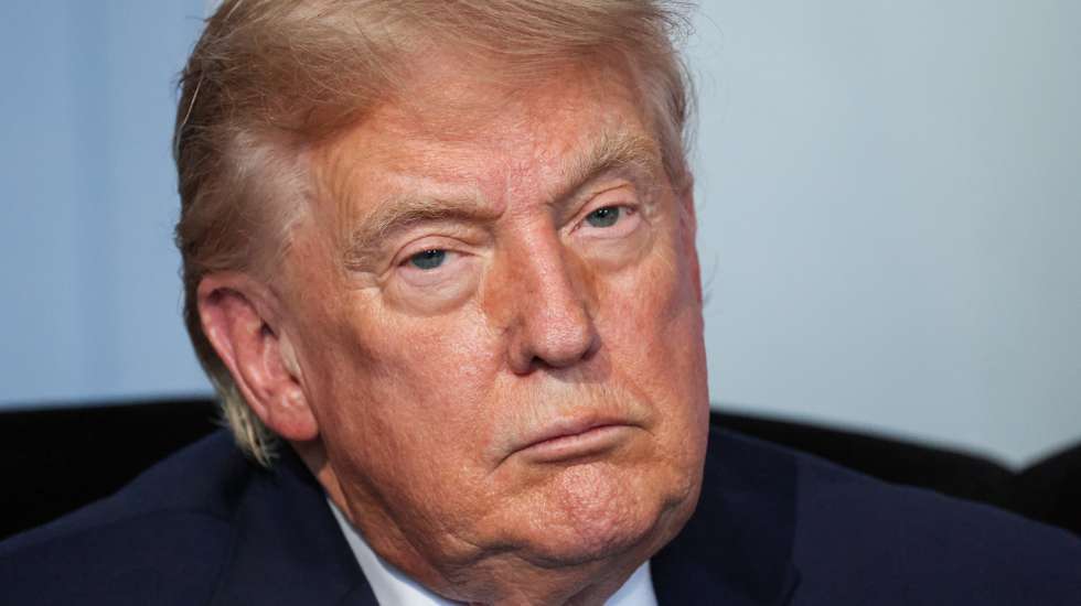 epa13039459 US President Donald Trump attends a bilateral meeting with French President Emmanuel Macron (not pictured) on the sidelines of the G7 summit in Evian-les-Bains, central-eastern France, 15 June 2026. The 52nd G7 Summit takes place in Evian-les-Bains from 15 to 17 June 2026.  EPA/LUDOVIC MARIN / POOL  MAXPPP OUT