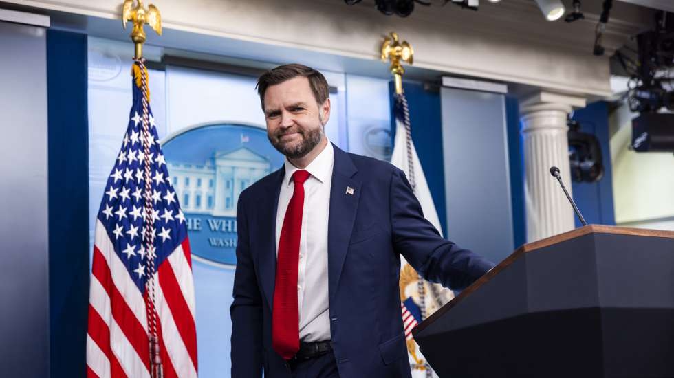 epa13047216 US Vice President JD Vance departs after speaking to the media about the Iran-US memorandum of understanding in the White House Briefing Room in Washington, DC, USA, 18 June 2026. The Trump administration is facing criticism for the deal, which opponents say is in Tehran's favor.  EPA/JIM LO SCALZO
