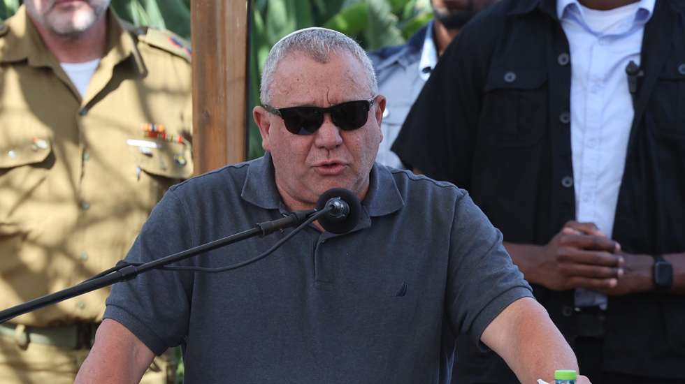 epa11016881 Israeli War Cabinet Minister and former IDF Chief of the General Staff Gadi Eizenkot speaks during his son;s funeral at the military cemetery in Herzliya, Israel, 08 December 2023. According to the Israeli Defense Forces, Gal Eizenkot was killed in action in the Gaza Strip. More than 16,200 Palestinians and at least 1,200 Israelis have been killed, according to the Palestinian Health Ministry and the Israel Defense Forces (IDF), since Hamas militants launched an attack against Israel from the Gaza Strip on 07 October, and the Israeli operations in Gaza and the West Bank which followed it.  EPA/ABIR SULTAN