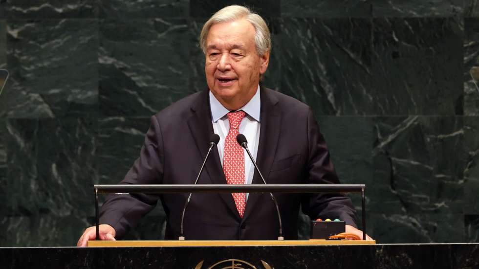 epa13255484 UN Secretary-General of the United Nations Antonio Guterres speaks during the General Debate of the 81st session of the United Nations (UN) General Assembly at United Nations Headquarters in New York, New York, USA, 22 September 2026.  EPA/OLGA FEDOROVA