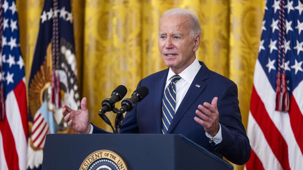 epa10768402 US President Joe Biden speaks on expanding access to mental health care in the East Room of the White House in Washington, DC USA, 25 July 2023. The president said mental health care and treatment for substance abuse is out of reach for most Americans.  EPA/JIM LO SCALZO