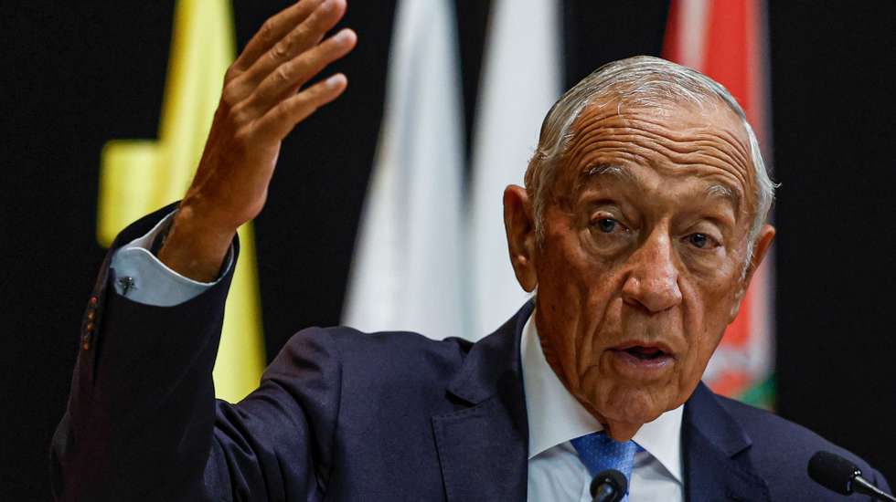 O Presidente da República, Marcelo Rebelo de Sousa, discursa durante o encontro Nacional “Prevenir é Intervir” - Estratégia Nacional para a Integração de Pessoas em Situação de Sem-Abrigo (ENIPSSA), Faro, 29 de setembro de 2023. LUÍS FORRA/LUSA