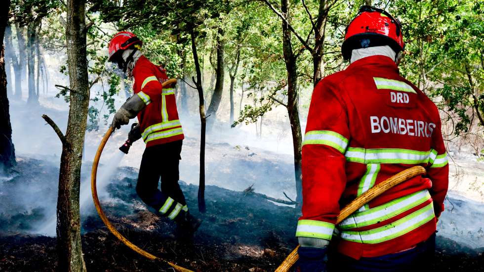Bombeiros procedem aos trabalhos de rescaldo ao incêndio em Mões, Castro Daire, Viseu, 19 de setembro de 2024. Sete pessoas morreram e cerca de 120 ficaram feridas nos incêndios que atingem desde domingo sobretudo as regiões Norte e Centro do país, nos distritos de Aveiro, Porto, Vila Real, Braga, Viseu e Coimbra, e que destruíram dezenas de casas e obrigaram a cortar estradas e autoestradas. MIGUEL PEREIRA DA SILVA/LUSA