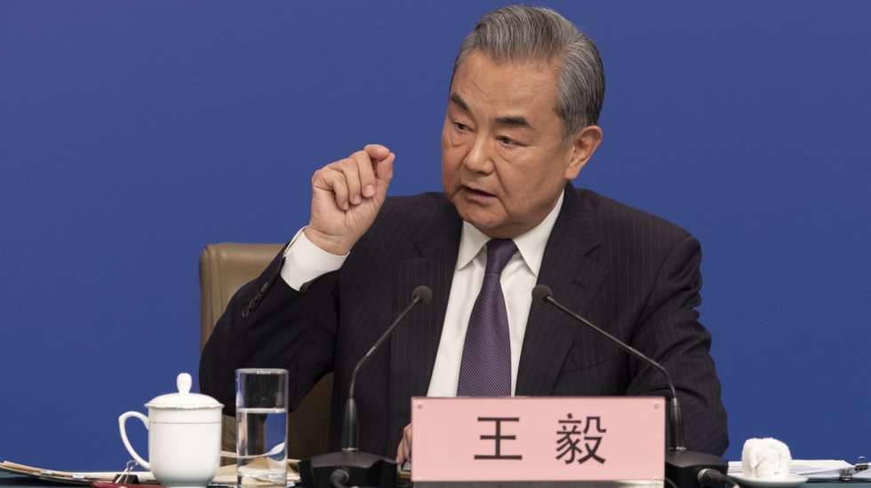 epa11946221 China’s Foreign Minister Wang Yi gestures during a press conference about foreign policy and external relations for the Third Session of the 14th National People's Congress of China in Beijing, China, 07 March 2025. China holds two major annual political meetings, the National People's Congress (NPC) and the Chinese People's Political Consultative Conference (CPPCC) which run alongside and together are known as 'Lianghui' or 'Two Sessions'.  EPA/ANDRES MARTINEZ CASARES