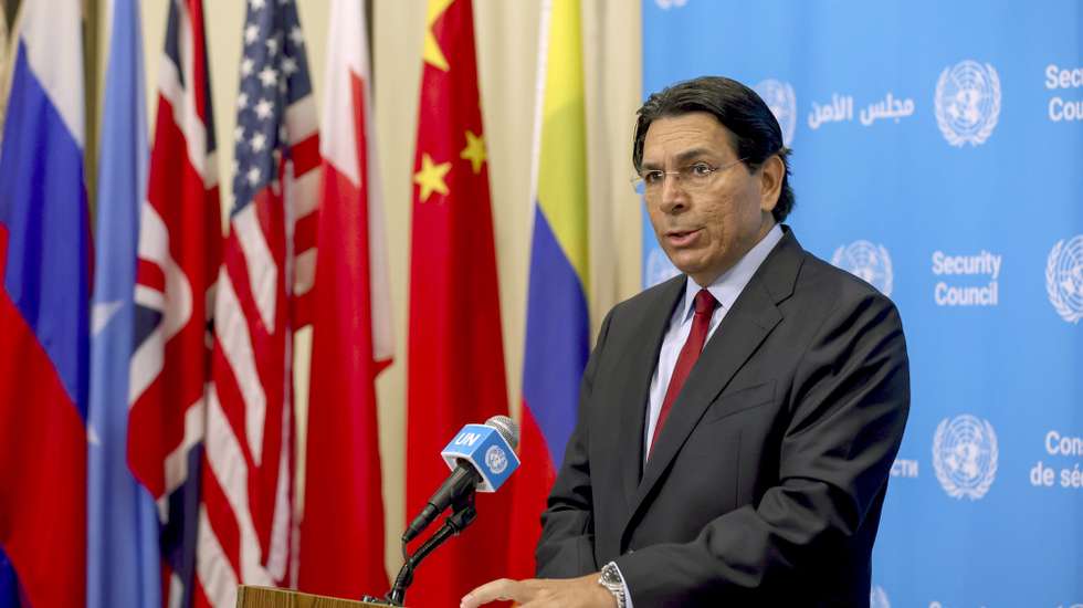 epa13137391 Permanent Representative of Israel to the United Nations, Danny Danon, addresses reporters prior to a UN Security Council meeting at the United Nations headquarters in New York, New York, USA, 28 July 2026.  EPA/SARAH YENESEL