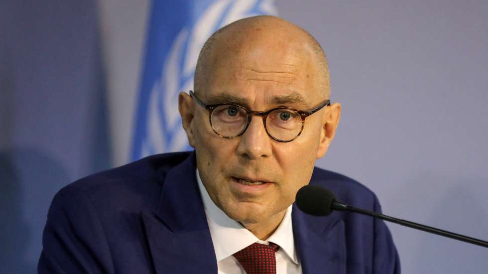 epa12198813 UN High Commissioner for Human Rights Volker Tuerk speaks during a press conference at the UN Compound in Colombo, Sri Lanka, 26 June 2025. The UN Commissioner is on a four-day official visit to Sri Lanka.  EPA/CHAMILA KARUNARATHNE