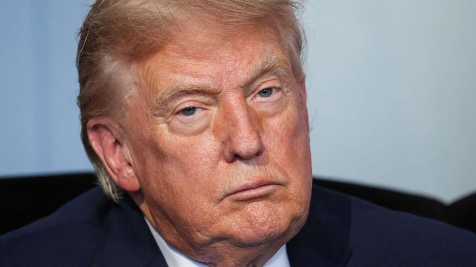 epa13039459 US President Donald Trump attends a bilateral meeting with French President Emmanuel Macron (not pictured) on the sidelines of the G7 summit in Evian-les-Bains, central-eastern France, 15 June 2026. The 52nd G7 Summit takes place in Evian-les-Bains from 15 to 17 June 2026.  EPA/LUDOVIC MARIN / POOL  MAXPPP OUT