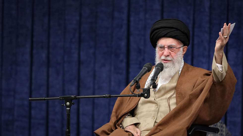 epa11770578 A handout picture made available by Iran's Supreme Leader Office shows Ayatollah Ali Khamenei delivering a speech during a meeting in Tehran, Iran, 11 December 2024. Iran's supreme leader said the ouster of Syria's Assad was the result of a 'joint US-Israeli plot', adding that a government in a neighboring country of Syria 'has played and is still playing a clear role'.  EPA/IRAN'S SUPREME LEADER OFFICE HANDOUT HANDOUT EDITORIAL USE ONLY/NO SALES