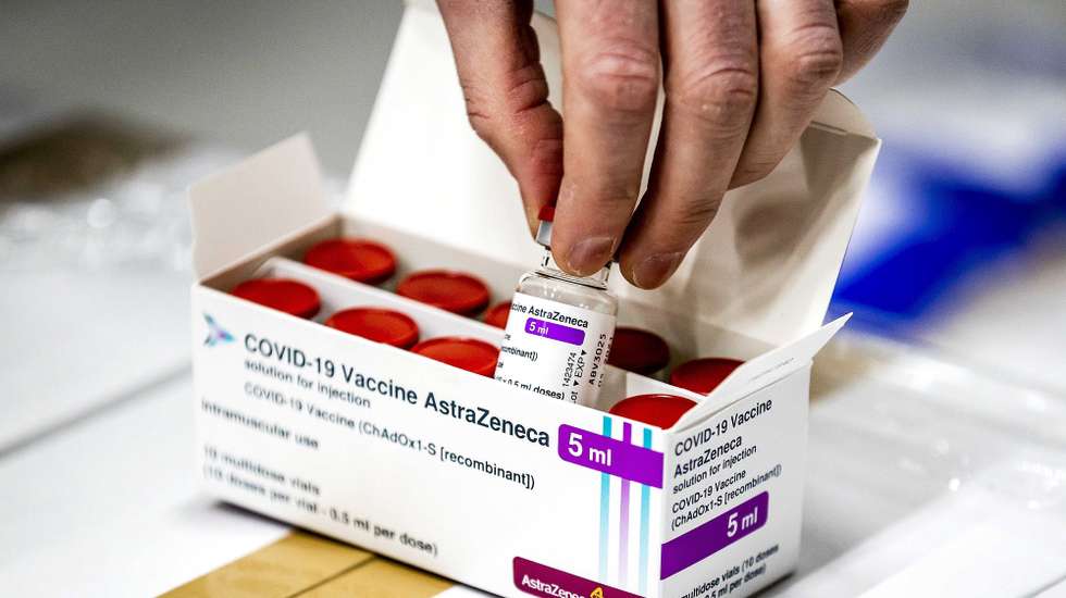 epa09074881 (FILE) - A vial of AstraZeneca's Covid-19 vaccine stored in Movianto in Oss, The Netherlands, 12 February 2021 (reissued 14 March 2021). The Dutch health ministry on 14 March 2021 said it was suspending the AstraZeneca vaccine rollout, just days after pressing ahead with its use.  EPA/Remko de Waal