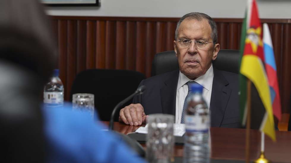 Russian Foreign Minister Sergei Lavrov and his Mozambican counterpart Maria Manuela Lucas (not pictured) during a working meeting to “discuss ways of deepening and strengthening the long-standing ties of friendship, solidarity and cooperation”, as well as to discuss “the political, social and economic situation in their respective countries and regions”, Maputo, Mozambique, 9 July 2026. Sergei Lavrov begins a visit to Maputo at the invitation of his Mozambican counterpart Maria Manuela Lucas which will last until 10 July. LUISA NHANTUMBO/LUSA