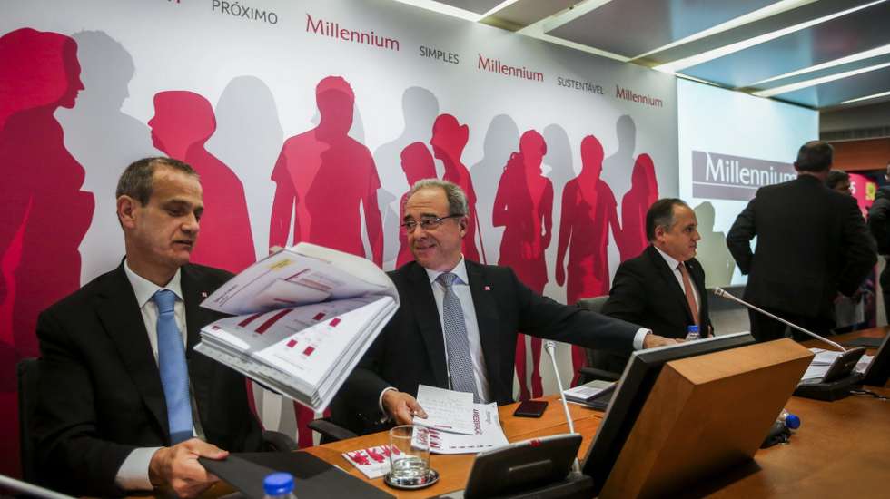Miguel Maya apresentou os resultados do banco em conferência de imprensa nas instalações do banco no Tagus Park, em Oeiras, ao lado de Nuno Amado.