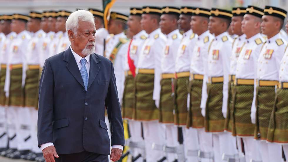 epa11752686 Timor-Leste's Prime Minister Xanana Gusmao (L) inspects honour guards during a welcome ceremony in Putrajaya, Malaysia, 02 December 2024. Gusmao is on an official visit to Malaysia from 01 to 03 December 2024  EPA/VINCENT THIAN / POOL POOL PHOTO