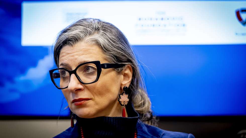 epa11890928 Francesca Albanese, United Nations Special Rapporteur on the Occupied Palestinian Territories, addresses a meeting at The Hague Humanity Hub in The Hague, Netherlands, 12 February 2025. Albanese was also scheduled to speak to members of parliament, despite the Dutch foreign minister and some other MPs refusing to meet with her.  EPA/ROBIN UTRECHT
