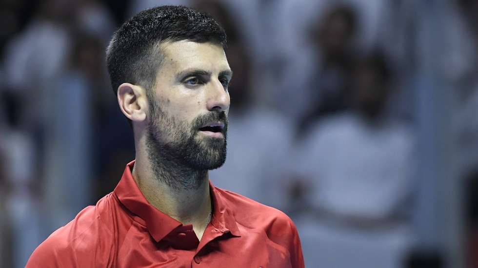 epa11669367 Novak Djokovic of Serbia during his third place match against Rafel Nadal of Spain at the Six Kings Slam exhibition tennis tournament in Riyadh, Saudi Arabia, 19 October 2024.  EPA/STR