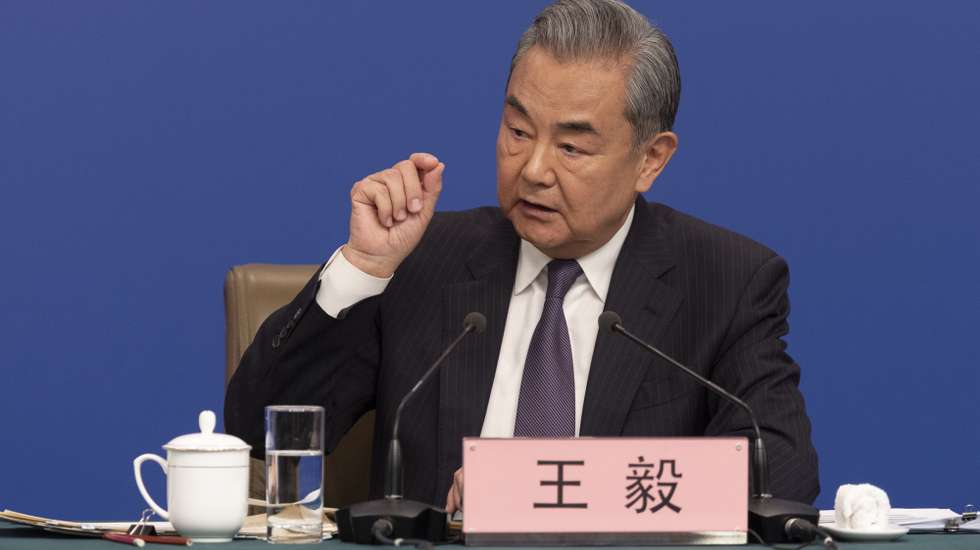 epa11946221 China’s Foreign Minister Wang Yi gestures during a press conference about foreign policy and external relations for the Third Session of the 14th National People's Congress of China in Beijing, China, 07 March 2025. China holds two major annual political meetings, the National People's Congress (NPC) and the Chinese People's Political Consultative Conference (CPPCC) which run alongside and together are known as 'Lianghui' or 'Two Sessions'.  EPA/ANDRES MARTINEZ CASARES