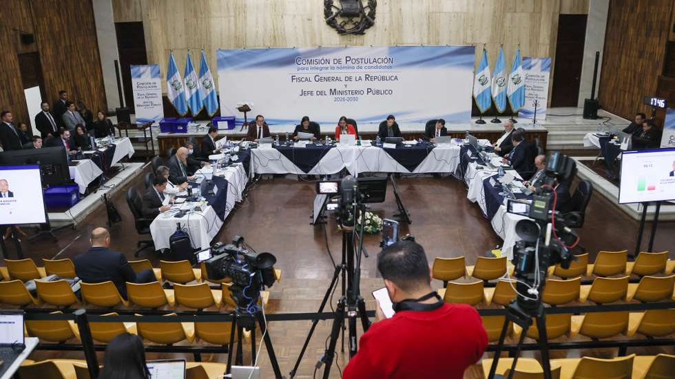epa12912550 The Nominating Commission releases the list of candidates for the position of Attorney General of Guatemala and Head of the Public Prosecutor's Office for the 2026–2030 term, in Guatemala City, Guatemala, 24 April 2026. This follows an order from the Constitutional Court, the country's highest court, which required the evaluation of the candidates’ files to be repeated.  EPA/Mariano Macz