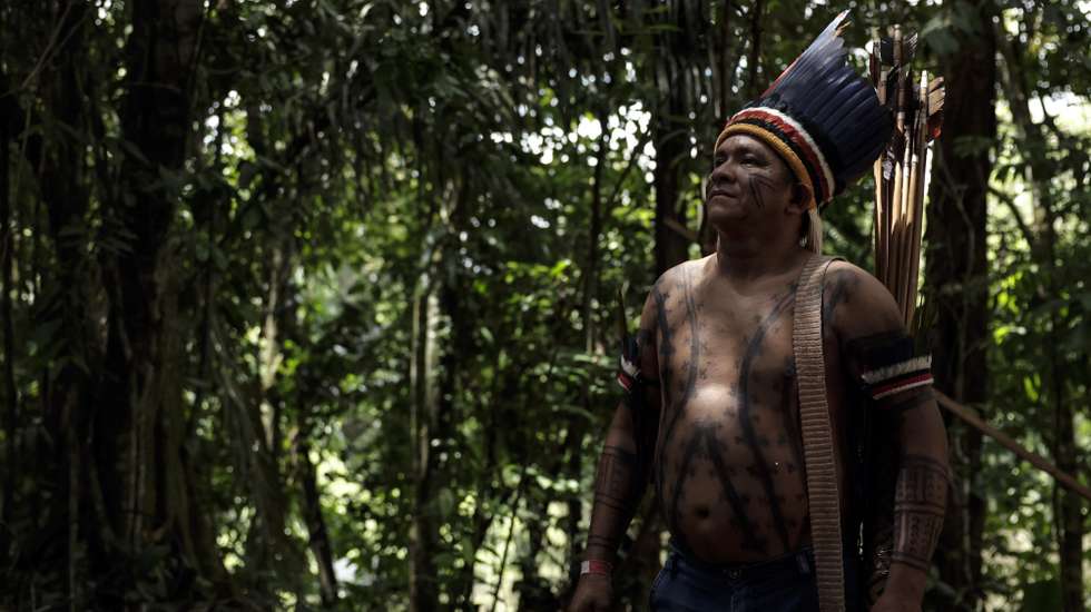 epa10784949 An indigenous man observes the nature of the Igarape Park, in Belem, Para state, Brazil, 04 August 2023. The park will serve as accommodation for the indigenous communities visiting the city this week for the Amazon Dialogues. During these three days of debates, representatives from different sectors of society will debate, from 04 to 06 August, the future of the Amazon biome. The leaders of the countries of the Amazon Cooperation Treaty Organization (OTCA) will gather in the capital of Para state on 08 and 09 August for a summit, where they will receive the conclusions from the Amazon Dialogues.  EPA/Antonio Lacerda