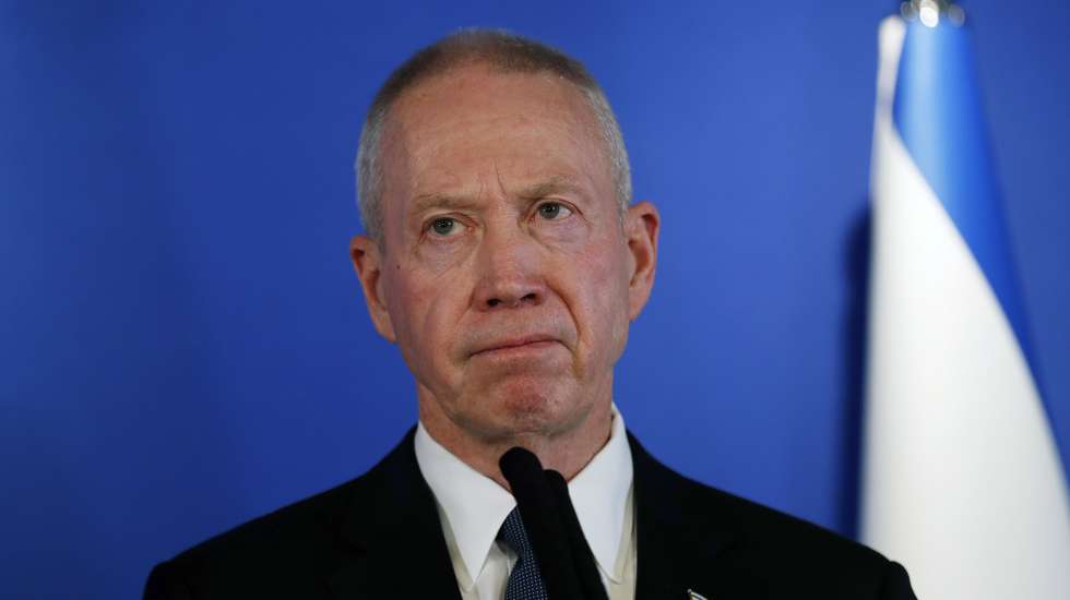 epa10544562 (FILE) Israel's Defense Minister Yoav Gallant attends a joint statement with his US counterpart following their bilateral meeting at Ben Gurion airport, near Tel Aviv, Israel, 09 March 2023 (reissued 26 March 2023). Israeli Prime Minister's Office announced on 26 March 2023, Israeli Defense Minister Gallant has been removed from his post after he called for a stop in the government's judicial reform plans that triggered mass anti-government protests in recent weeks.  EPA/ATEF SAFADI