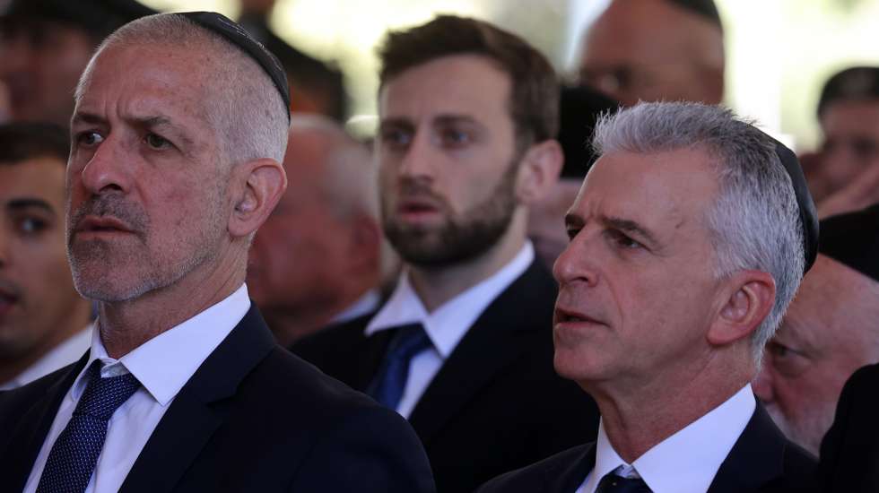 epa11686856 Director of Mossad David Barnea (R) and  Security Agency director Ronen Bar, attend a ceremony marking the Hebrew calendar's one-year anniversary of the Hamas attack that sparked the ongoing war in Gaza, at the Mount Herzl military cemetery in Jerusalem, 27 October 2024. More than 42,900 Palestinians and over 1,400 Israelis have been killed, according to the Palestinian Health Ministry and the Israel Defense Forces (IDF), since Hamas militants launched an attack against Israel from the Gaza Strip on 07 October 2023, and the Israeli operations in Gaza and the West Bank which followed it.  EPA/GIL COHEN-MAGEN / POOL