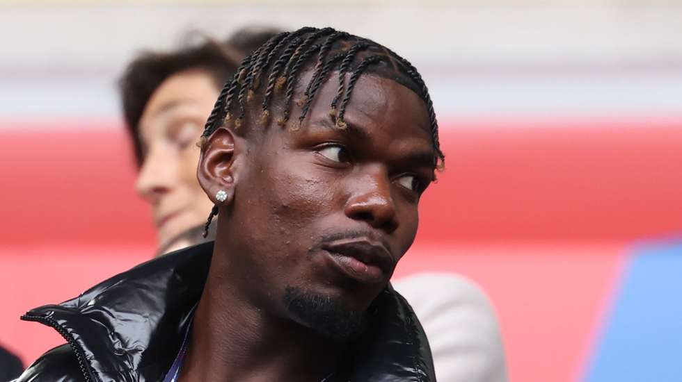 epa11450261 French former soccer player Paul Pogba pictured in the stands prior the UEFA EURO 2024 Round of 16 soccer match between France and Belgium, in Dusseldorf, Germany, 01 July 2024.  EPA/FRIEDEMANN VOGEL
