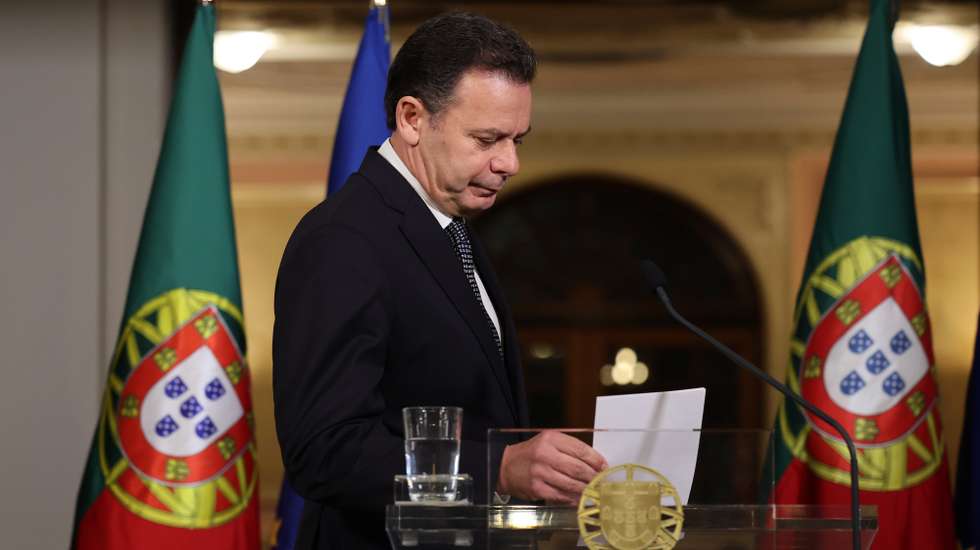 Prime Minister, Luis Montenegro, talks to the press after the end of the second round of the Portuguese presidential elections won by the candidate Antonio Jose Seguro, Porto, Portugal, 8th February 2026. More than 11 million voters were called upon to choose the new President of the Republic, in an election that pitted Antonio Jose Seguro against Andre Ventura, the two candidates who received the most votes on 18 January. ESTELA SILVA/LUSA