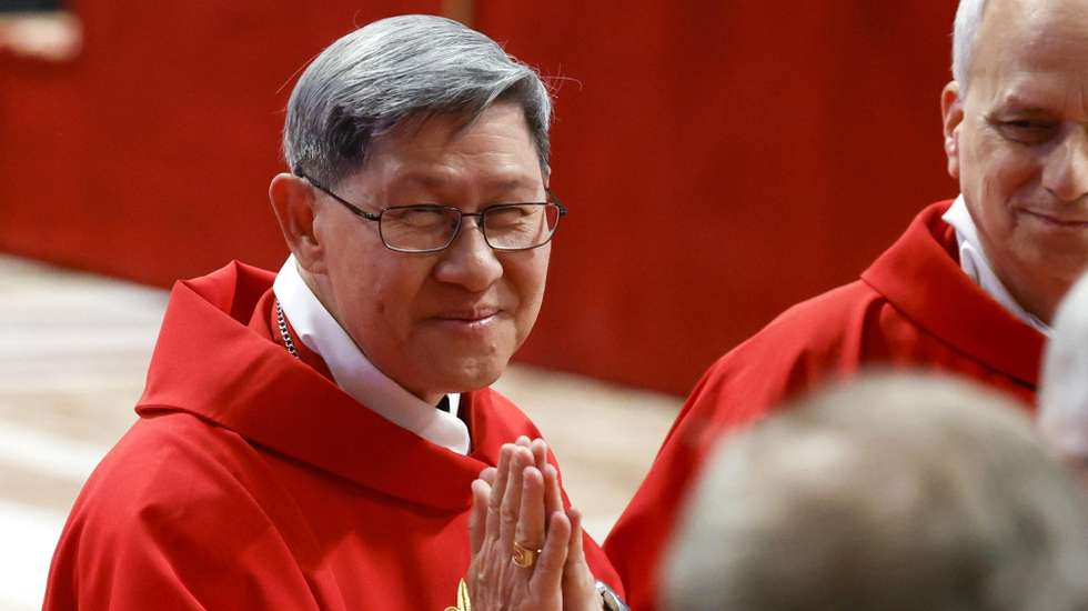 epa12065491 Cardinal Luis Antonio Tagle attends the Fifth Novemdiale Mass in memory of late Pope Francis in Saint Peter's Basilica, Vatican City, 30 April 2025. Pope Francis passed away on Easter Monday, 21 April 2025, at the age of 88, and was buried in the Papal Basilica of St. Mary Major in Rome on 26 April.  EPA/FABIO FRUSTACI