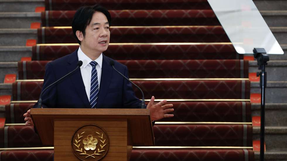 epa12118276 Taiwanese President William Lai (Lai Cheng-te) delivers a speech during a press conference inside the presidential office building in Taipei, Taiwan, 20 May 2025.  On his first year anniversary speech, Lai discussed various issues including cross strait politics and the economy.  EPA/RITCHIE B. TONGO