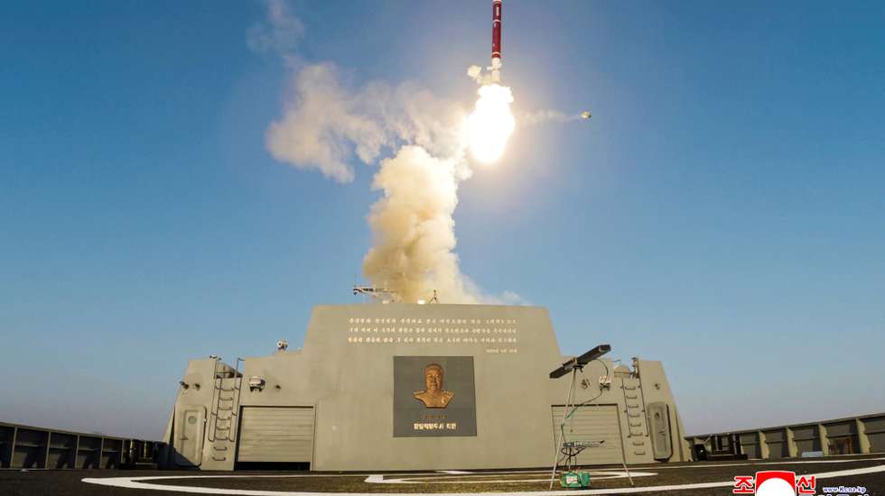 epaselect epa12063938 A photo released by the official North Korean Central News Agency (KCNA) shows North Korea conducting the first test firing of the weapon systems on the multi-mission destroyer Choe Hyon at an undisclosed location in North Korea, 29 April 2025 (issued 30 April 2025). According to KCNA, the first tests of the warship's weapon systems were conducted on 28 and 29 April.  EPA/KCNA  EDITORIAL USE ONLY