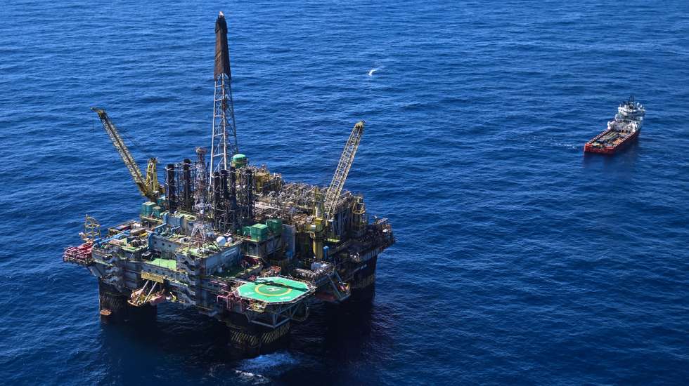 epa11696332 Aerial of the P-51 platform of Brazilian oil company Petrobras in the Marlim Sul field, in the Campos Basin, off the northern coast of the State of Rio de Janeiro, Brazil, 31 October 2024 (issued 01 November 2024). Petrobras has launched a revitalization project to extend the life and increase production in the Campos offshore basin, which used to be its largest oil province and is now, just days away from the 50th anniversary of its discovery, considered a mature field.  EPA/Andre Borges