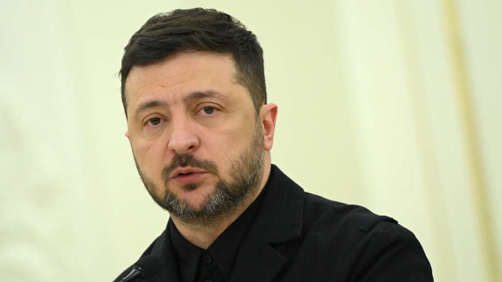 epa12680435 Ukraine's President Volodymyr Zelensky attends a press conference at the Presidential Palace in Vilnius, Lithuania, 25 January 2026. Lithuania commemorated the 163rd anniversary of the January Uprising (1863–1864).  EPA/MARCIN OBARA POLAND OUT