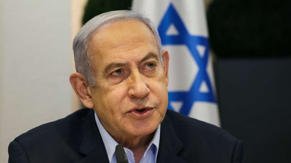 epa11253801 (FILE) - Israeli Prime Minister Benjamin Netanyahu convenes the weekly cabinet meeting at the Defence Ministry in Tel Aviv, Israel, 07 January 2024 (reissued 31 March 2024). Israeli Prime Minister Benjamin Netanyahu will undergo hernia surgery, his office announced on 31 March 2024.  EPA/RONEN ZVULUN / POOL