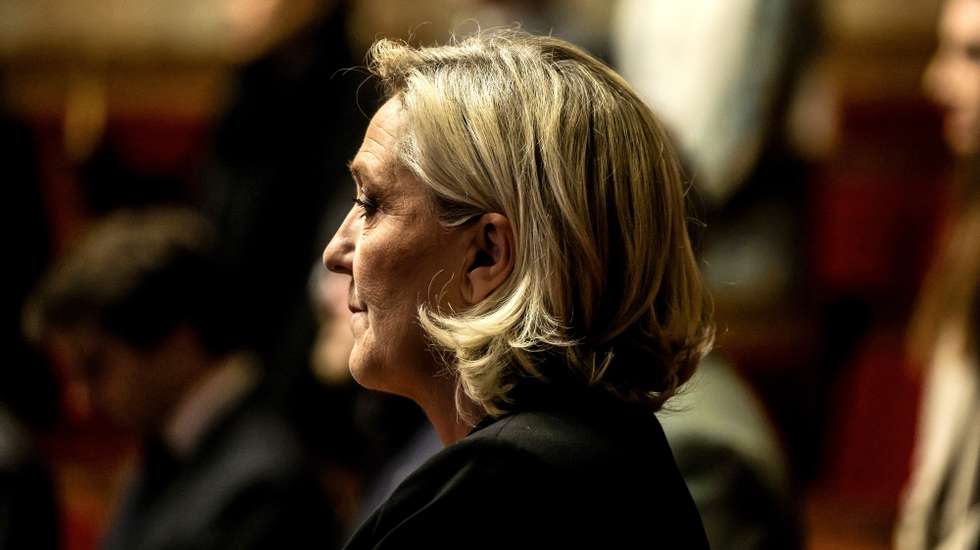 epa11781071 National Rally (RN) parliamentary group leader Marine Le Pen attends a public session on a special finance law at the French National Assembly, in Paris, France, 16 December 2024. The special bill aims to 'ensure the continuity of national life and the functioning of public services' until a formal 2025 budget will be adopted, according to the French Budget and Public Accounts Ministry.  EPA/TERESA SUAREZ