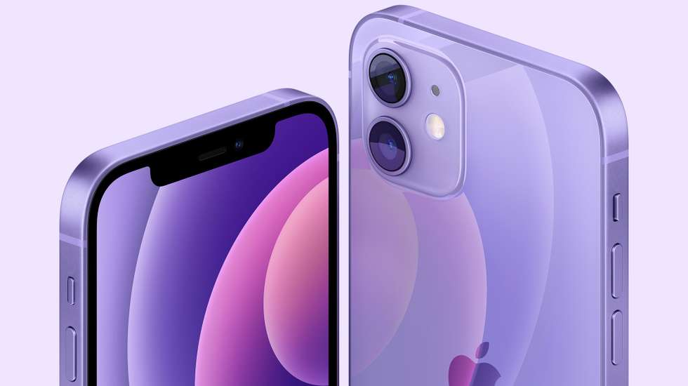 epa09147740 A handout photo made available by APPLE INC. shows Apple introducing the new iPhone 12 and iPhone 12 mini in purple during the Apple event in Cupertino, California, USA, 20 April 2021.  EPA/APPLE INC. HANDOUT Mandatory credit: APPLE INC. HANDOUT EDITORIAL USE ONLY/NO SALES
