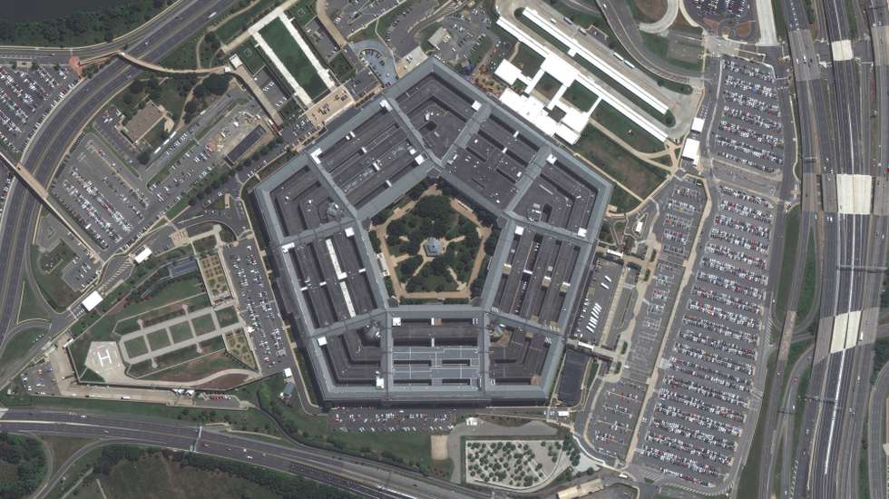 epa09459111 A handout satellite image made available by Maxar Technologies shows the Pentagon and the 9/11 Memorial (C, bottom), in Arlington, Virginia, USA, 27 July 2020 (issued 10 September 2021). The 20th anniversary of the worst terrorist attack on US soil will be observed on 11 September 2021.  EPA/MAXAR TECHNOLOGIES HANDOUT -- MANDATORY CREDIT: SATELLITE IMAGE 2021 MAXAR TECHNOLOGIES -- the watermark may not be removed/cropped -- HANDOUT EDITORIAL USE ONLY/NO SALES