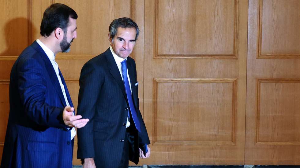 epaselect epa11719803 International Atomic Energy Agency (IAEA) Director General Rafael Grossi (R) arrives for a meeting with Iranian foreign minister in Tehran, Iran, 14 November 2024. According to the IAEA, Grossi is visiting Tehran for high-level meetings and discussions related to the Joint Statement agreed with Iran in March 2023.  EPA/ABEDIN TAHERKENAREH