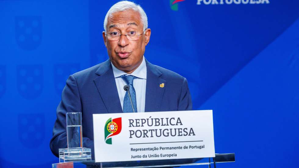 epa10719225 Portugal's Prime Minister Antonio Costa speaks with the press on the second day of a European Council in Brussels, Belgium, 30 June 2023. EU leaders are gathering in Brussels for a two-day summit to discuss the latest developments in relation to Russia's invasion of Ukraine and continued EU support for Ukraine as well as the block's economy, security, migration and external relations, among other topics.  EPA/OLIVIER MATTHYS