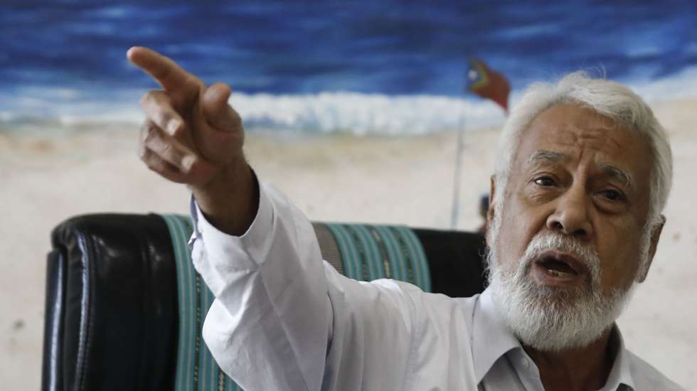 O ex- Presidente da República de Timor-Leste, e presidente do Congresso Nacional da Reconstrução Timorense (CNRT), Xanana Gusmão, durante a entrevista à agência Lusa, em Dili, Timor-Leste, 14 de maio de 2022. ANTONIO COTRIM/LUSA